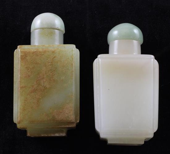 Two Chinese jade rectangular snuff bottles, 1800-1900, Richards no.s115 and 243